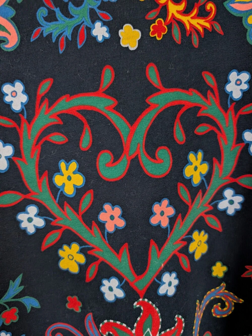 Tory Burch Black Mountain Floral Navy Multicolored T-Shirt Dress S